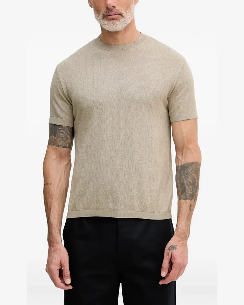 Armani Exchange T-Shirt aus geripptem Strick - Nude Nude