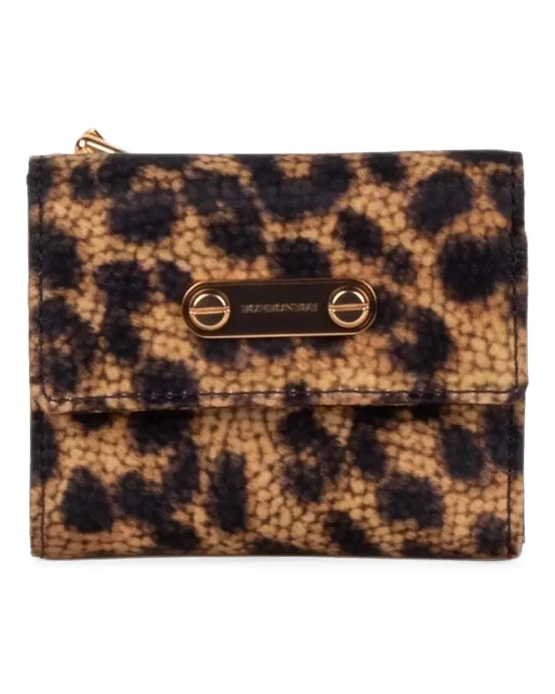 Borbonese leopard-print logo-plaque wallet - Nude Nude