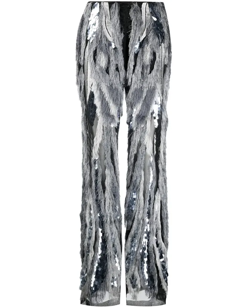 Alberta Ferretti Palazzohose mit Pailletten - Schwarz Schwarz