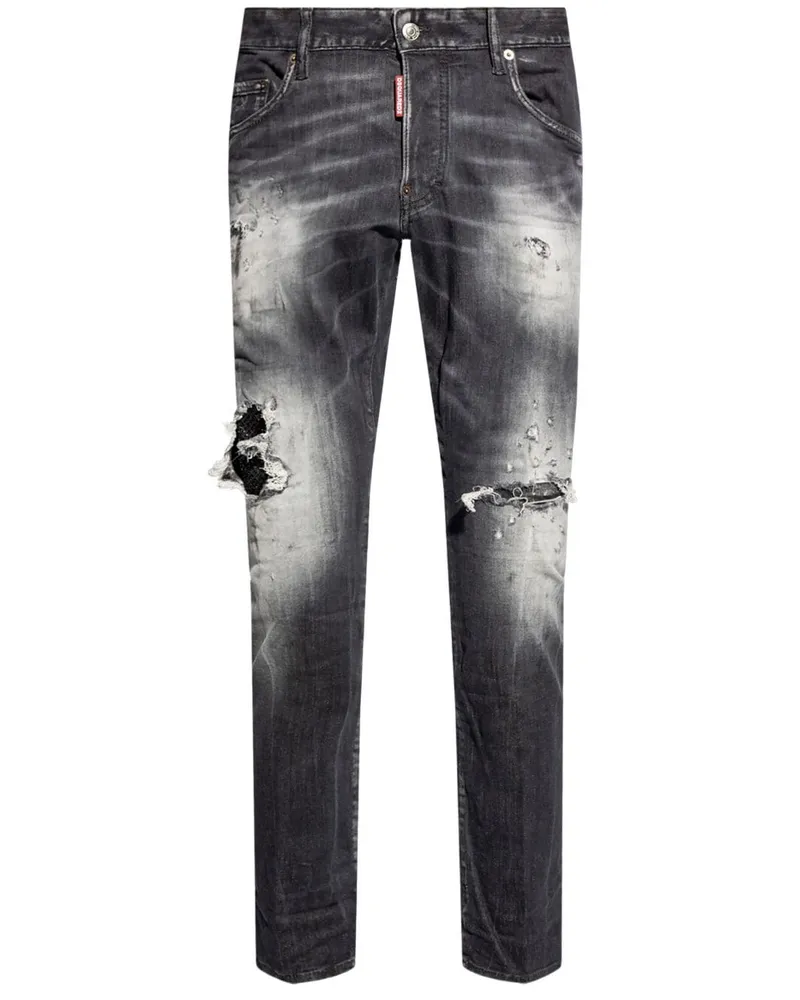 Dsquared2 Gerade Jeans im Distressed-Look - Schwarz Schwarz