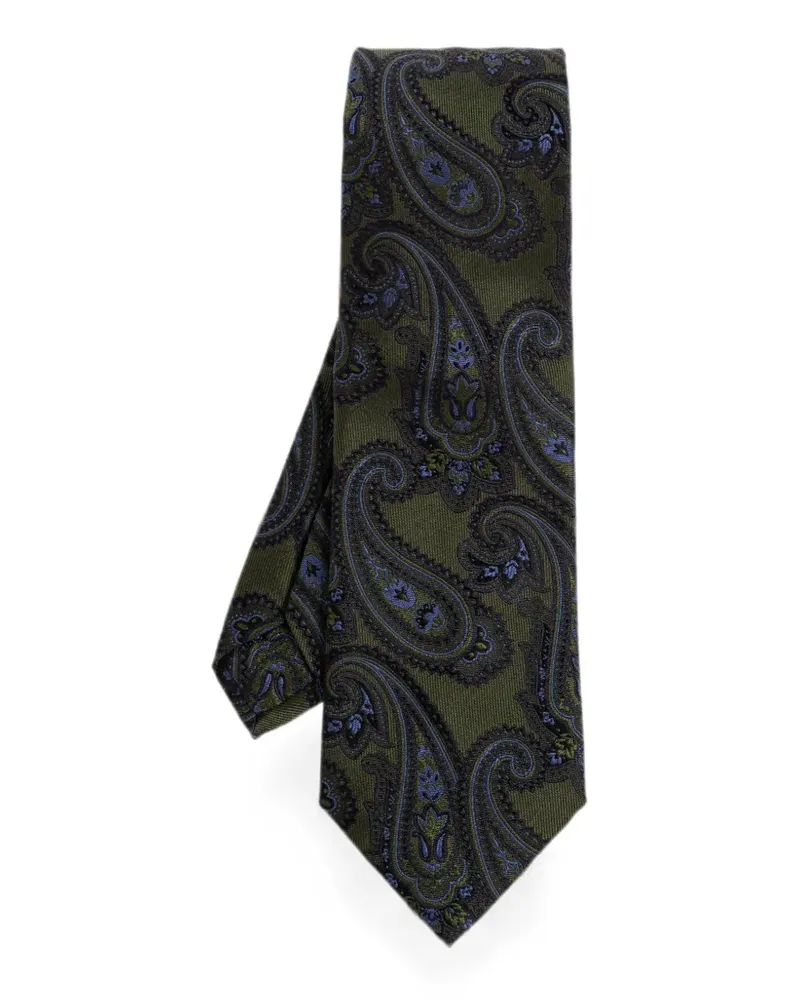 Etro paisley-print silk tie - Grün Grün