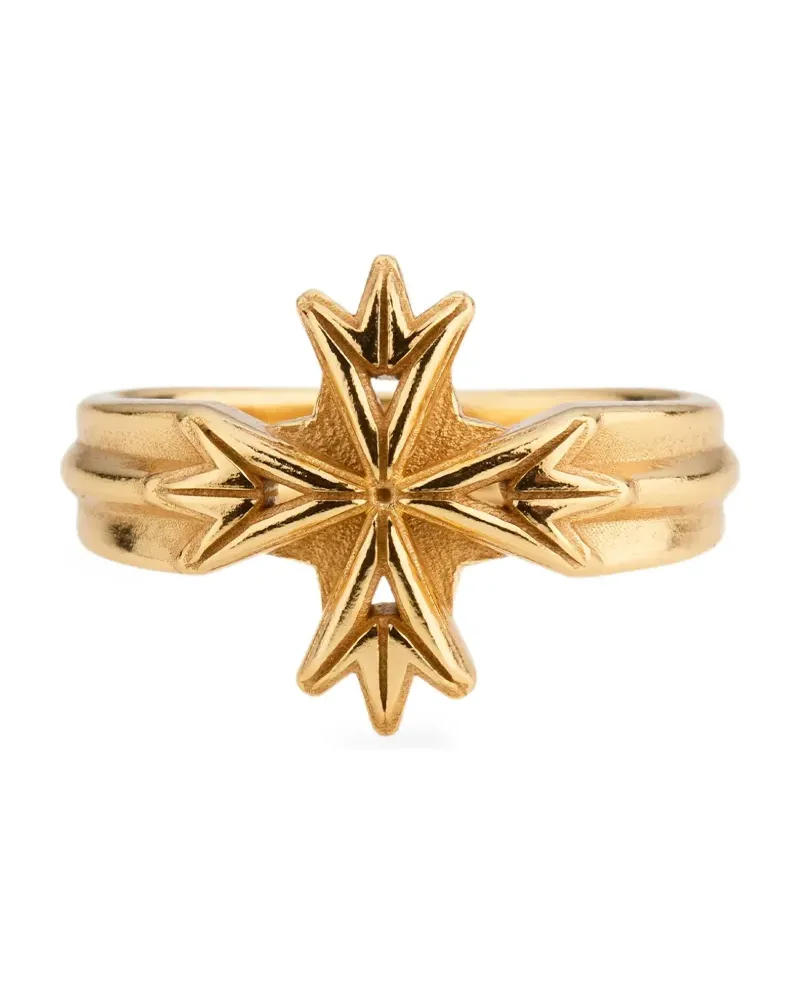 Emanuele Bicocchi Logo cross ring - Gold Gold