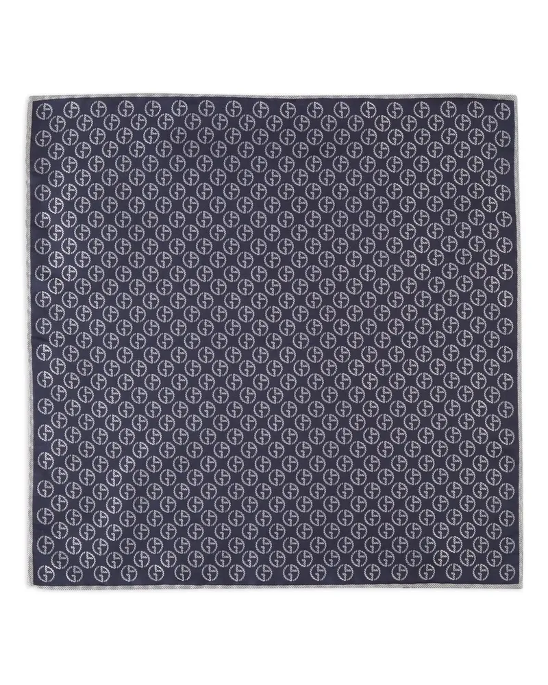 Giorgio Armani Einstecktuch mit Logo-Muster - Blau Blau