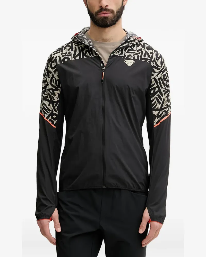 Dynafit abstract-print hooded jacket - Schwarz Schwarz
