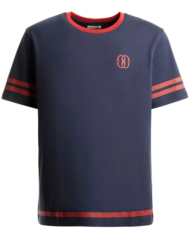 Bally T-Shirt aus Bio-Baumwolle mit Logo-Print Blau