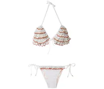 Triangel-Bikini mit Rüschen - Weiß