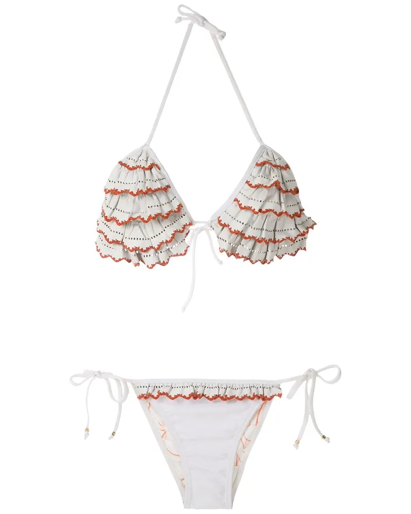 Amir Slama Triangel-Bikini mit Rüschen - Weiß Weiß