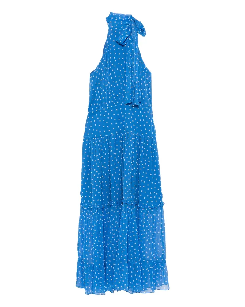 RIXO Abi polka dot-pattern halterneck maxi dress - Blau Blau