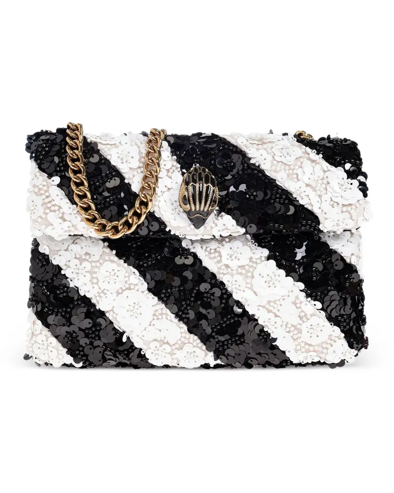 Kurt Geiger Kleine Kensington Schultertasche mit Paillettenstreifen - Schwarz Schwarz
