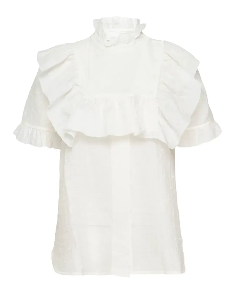 Lee Mathews Martha ruffled seersucker blouse - Weiß Weiß