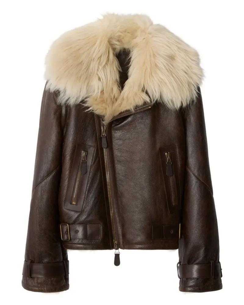 Burberry Shearling-Jacke mit Reißverschluss - Braun Braun
