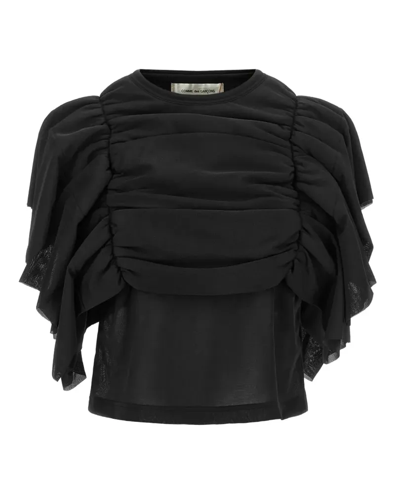 Comme des Garçons Gerafftes Top mit Rüschen - Schwarz Schwarz