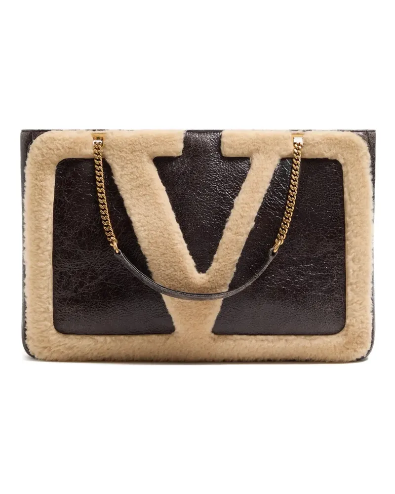Valentino Garavani Mittelgroßer Viva Superstar Tote Bag aus Shearling - Braun Braun
