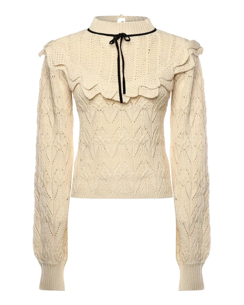 For Love and Lemons Gerüschter Lelia Pullover mit Krawatte - Nude Nude