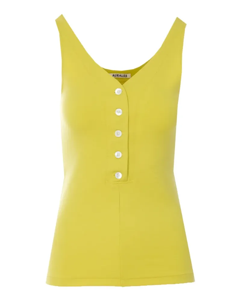 AURALEE button-up V-neck top - Gelb Gelb