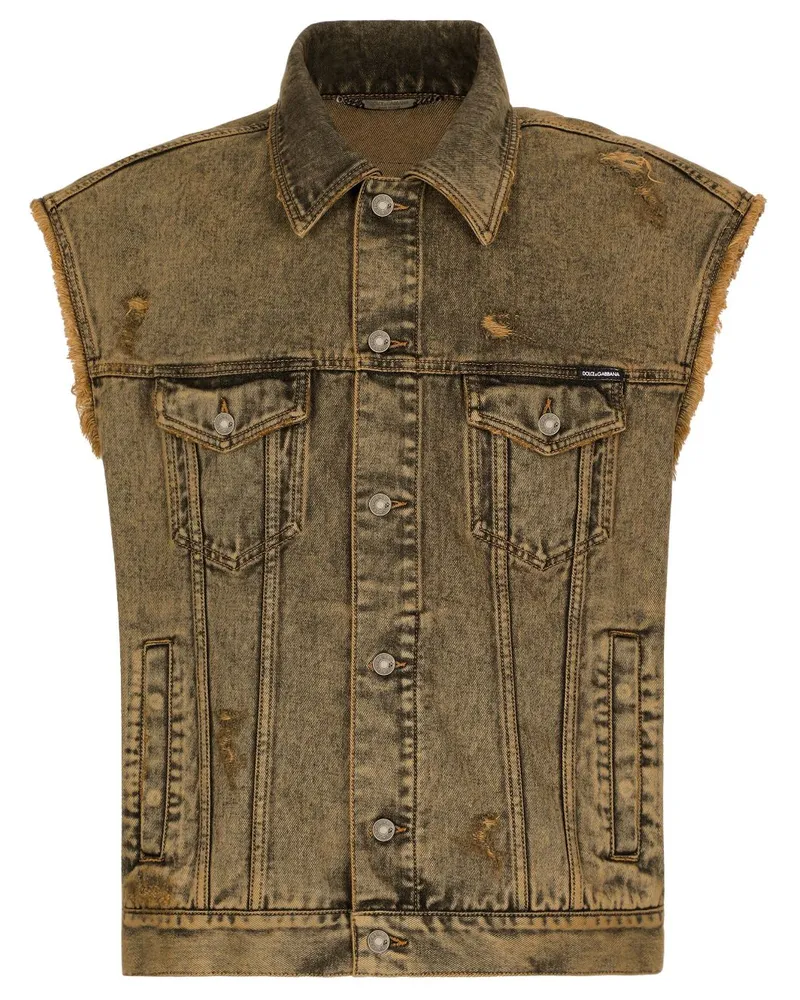 Dolce & Gabbana Jeansweste im Distressed-Look - Nude Nude