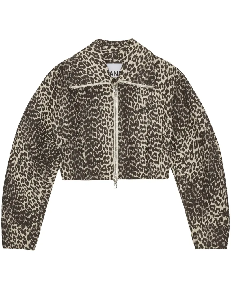 Ganni Jacke mit Leoparden-Print - Weiß Weiß