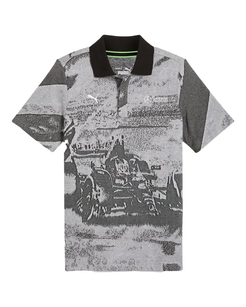 Puma x Mercedes AMG Petronas F1 Team Poloshirt mit Jacquardmuster - Grau Grau