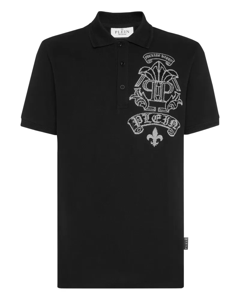 Philipp Plein Strass Tattoo Poloshirt - Schwarz Schwarz