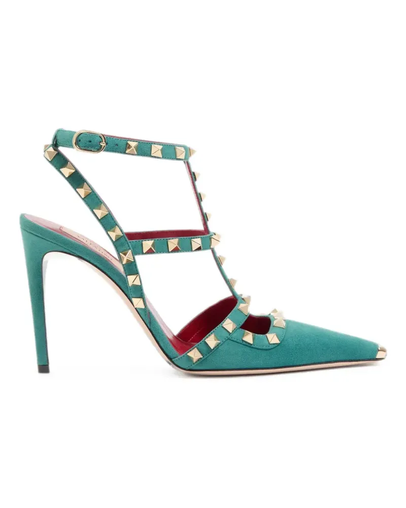 Valentino Garavani Rockstud Pumps aus Wildleder 100mm - Grün Grün