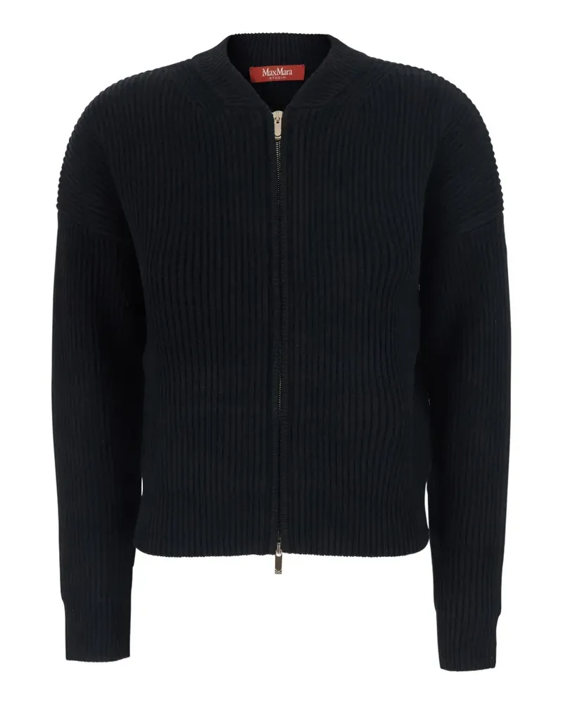 Max Mara ribbed-knit zip-up cardigan - Schwarz Schwarz