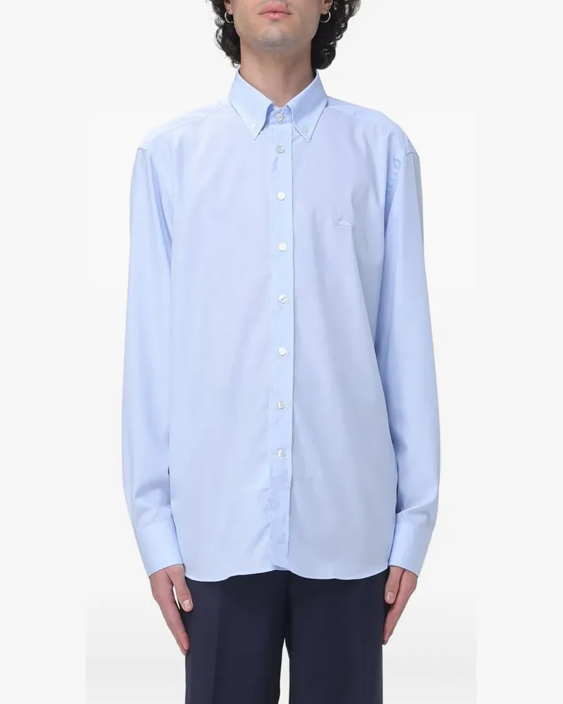 Etro Button-down-Hemd mit Pegasus-Stickerei - Blau Blau