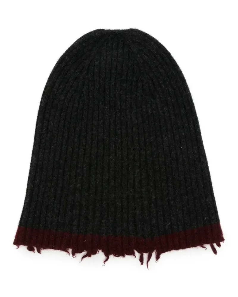 Uma Wang ribbed-knit distressed beanie hat - Grau Grau
