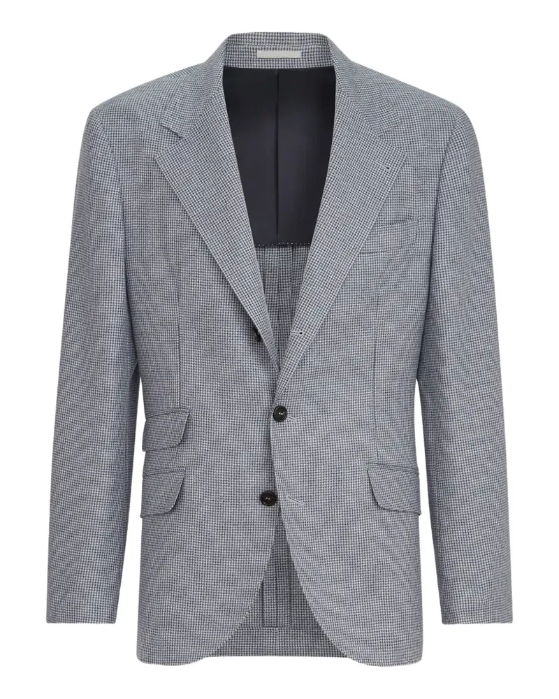 Brunello Cucinelli cashmere and silk houndstooth flannel deconstructed Cavallo blazer - Blau Blau