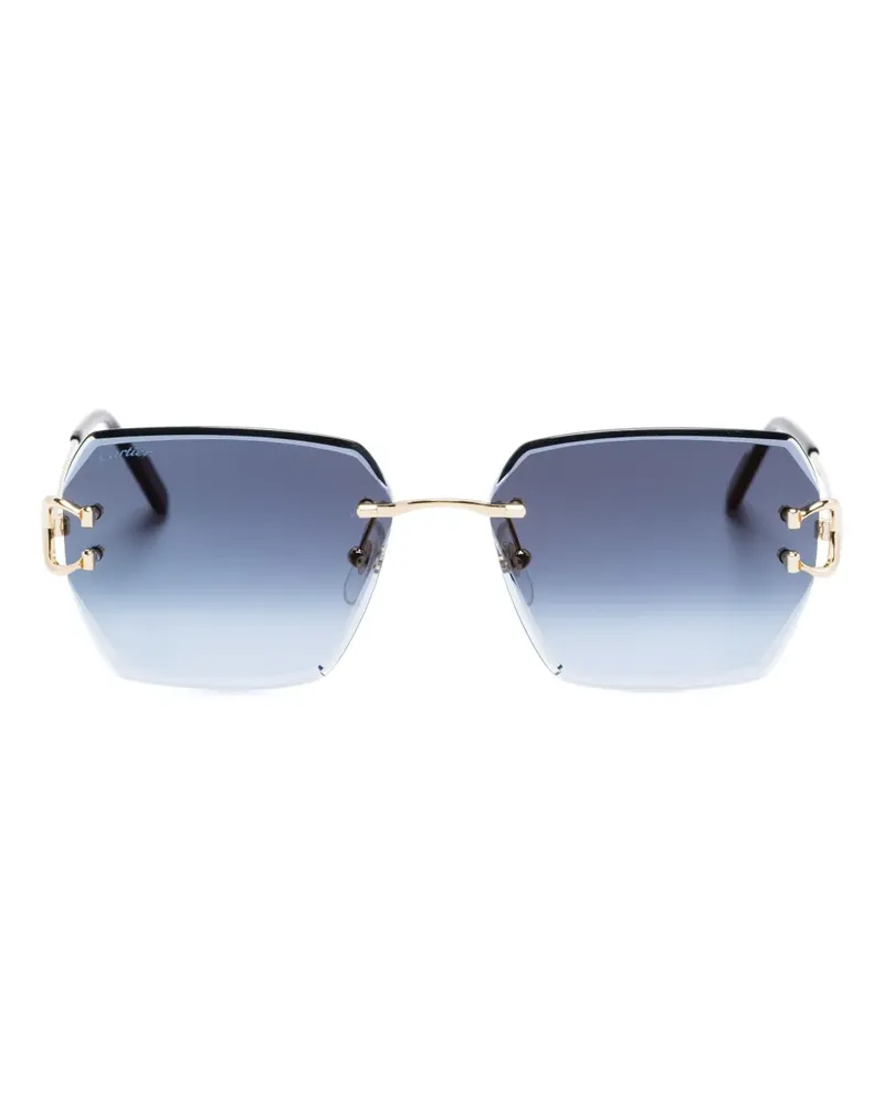 Cartier Eckige Signature C Sonnenbrille - Gold Gold