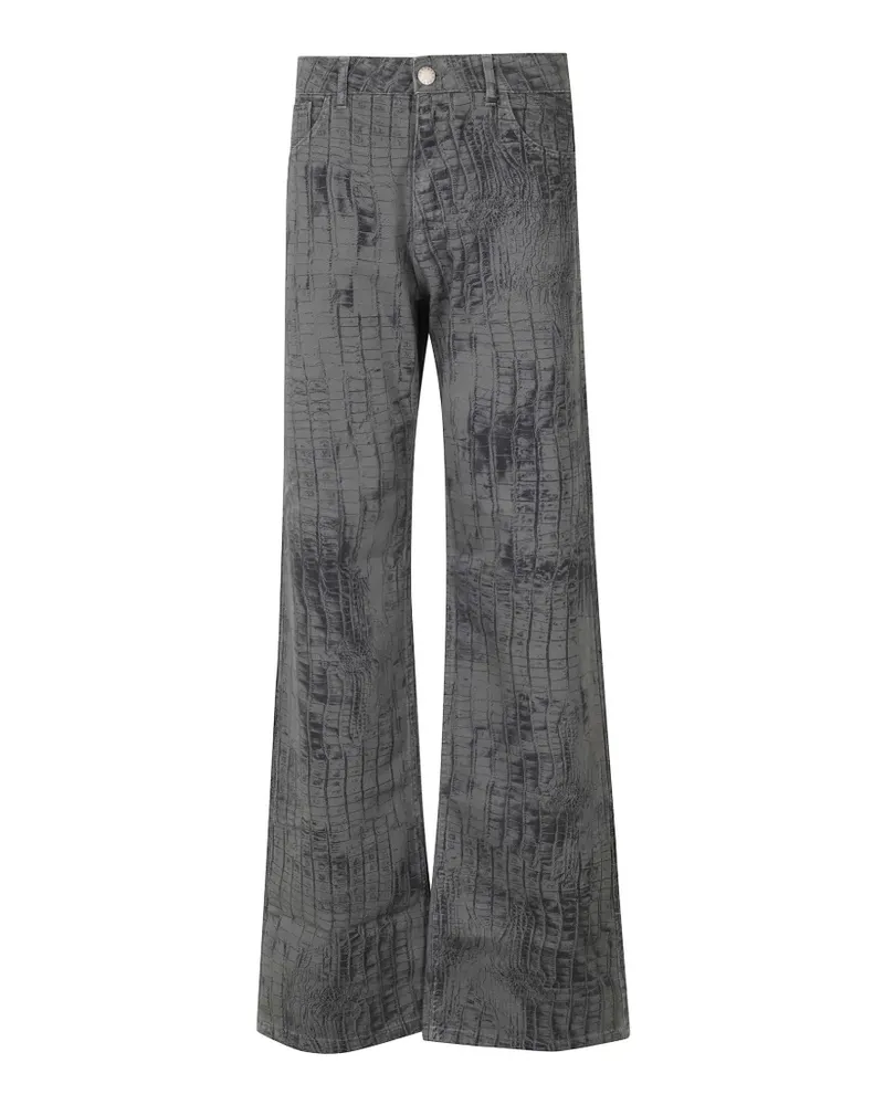 Federica Tosi Coconut Schlagjeans mit Kroko-Effekt - Grau Grau