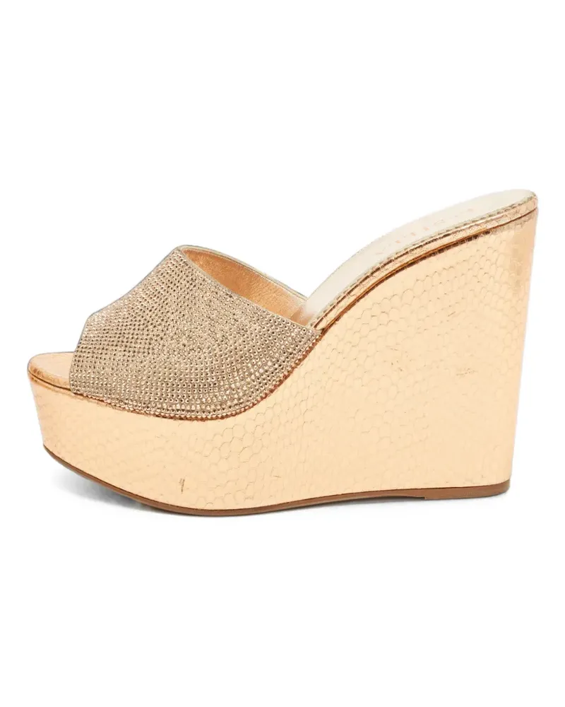 Le Silla crystal python-embossed wedge sandals - Gold Gold