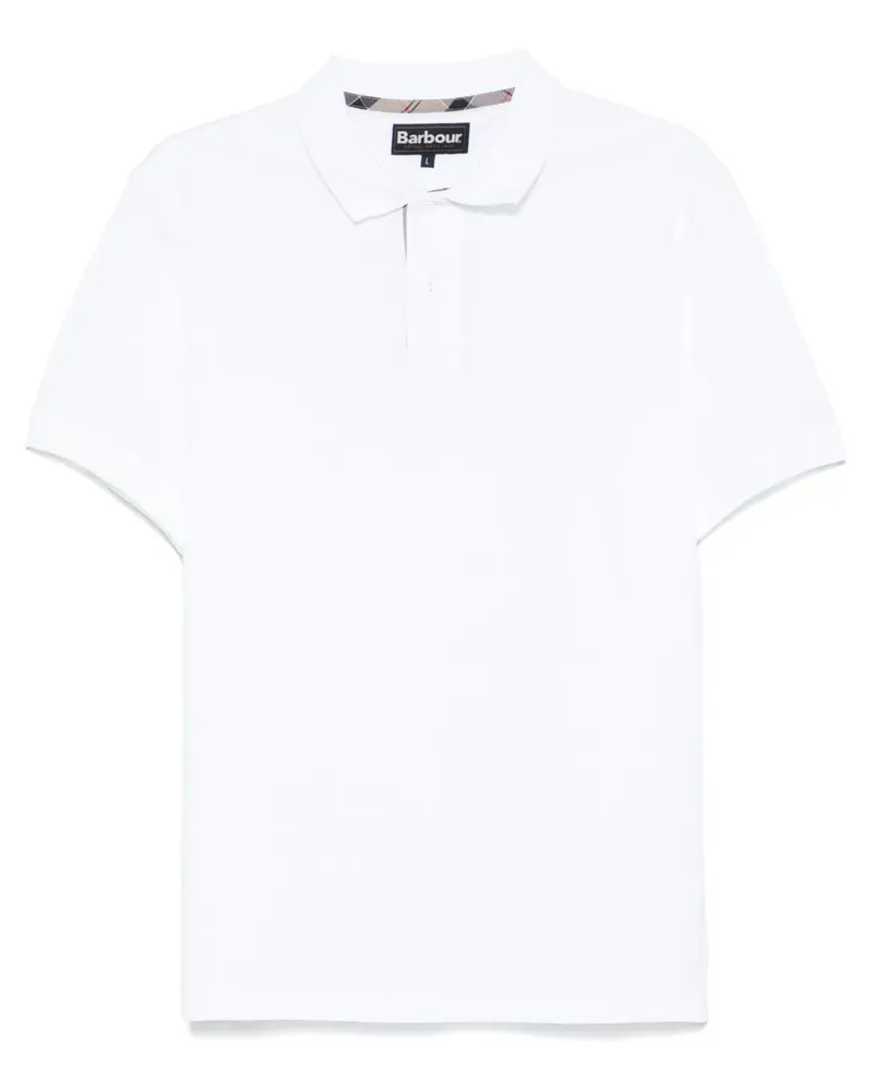 Barbour Piqué-Poloshirt mit Schottenkaro - Weiß Weiß