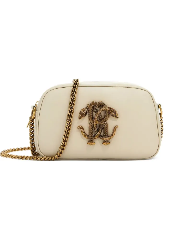 Roberto Cavalli Schultertasche mit Mirror Snake-Schild - Nude Nude