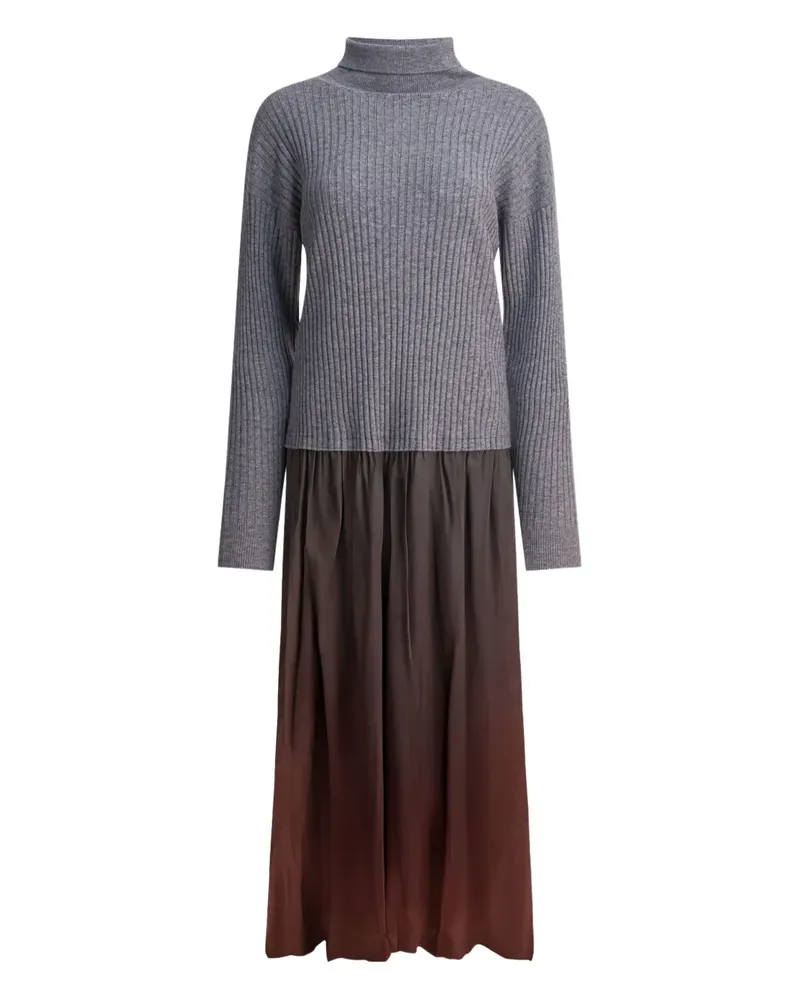 MAX&MOI Geripptes Rollkragenkleid - Grau Grau