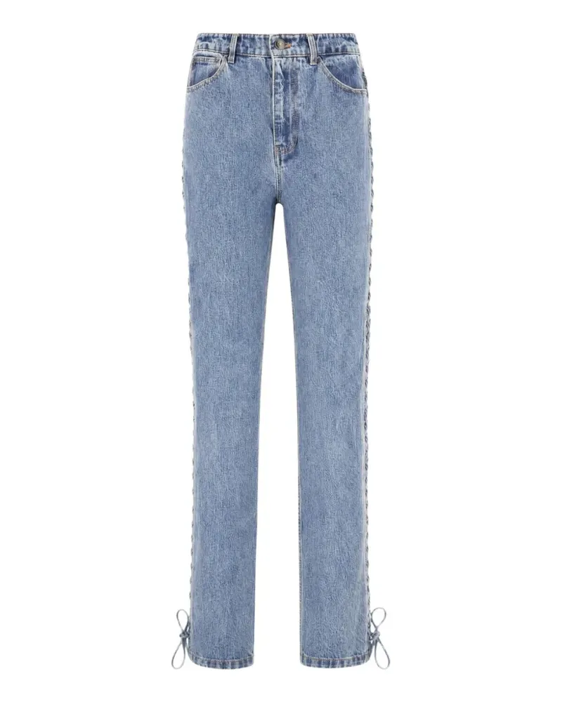 ROTATE Birger Christensen laced straight leg jeans blue denim - Blau Blau