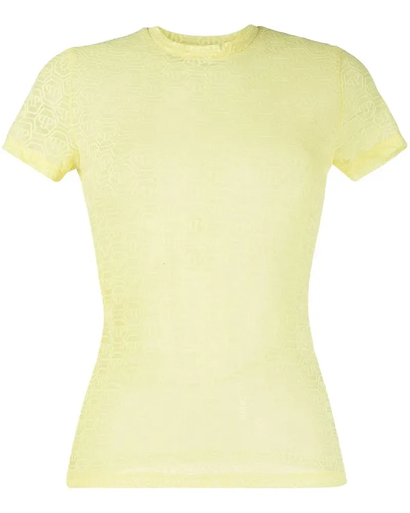 Philipp Plein T-Shirt mit Monogrammmuster - Gelb Gelb