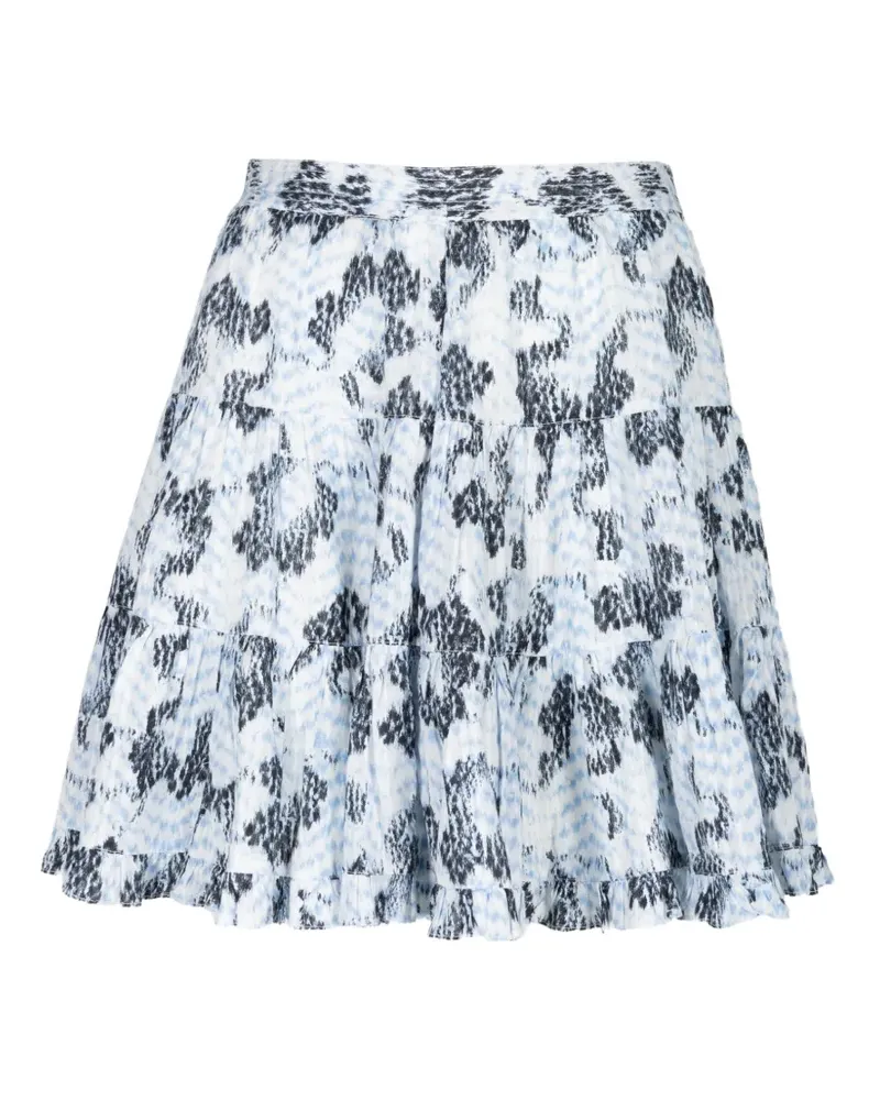 Ulla Johnson Gestufter Oriane Minirock mit abstraktem Print - Weiß Weiß