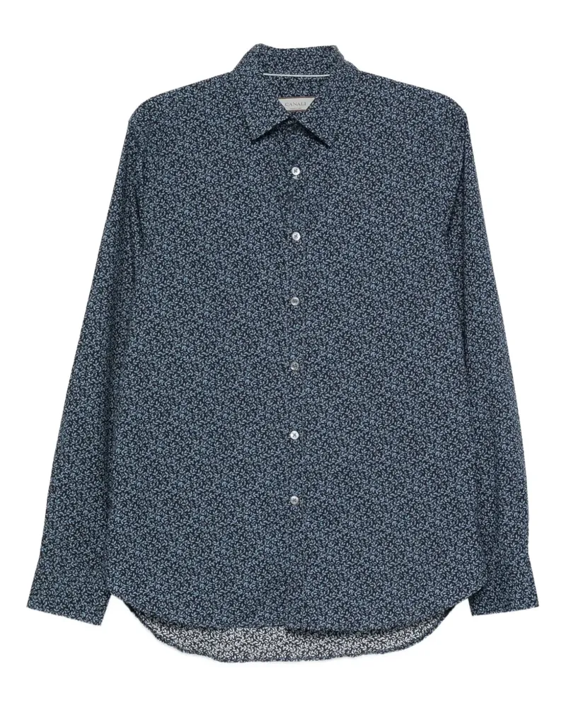 Canali Hemd mit Blumen-Print - Blau Blau
