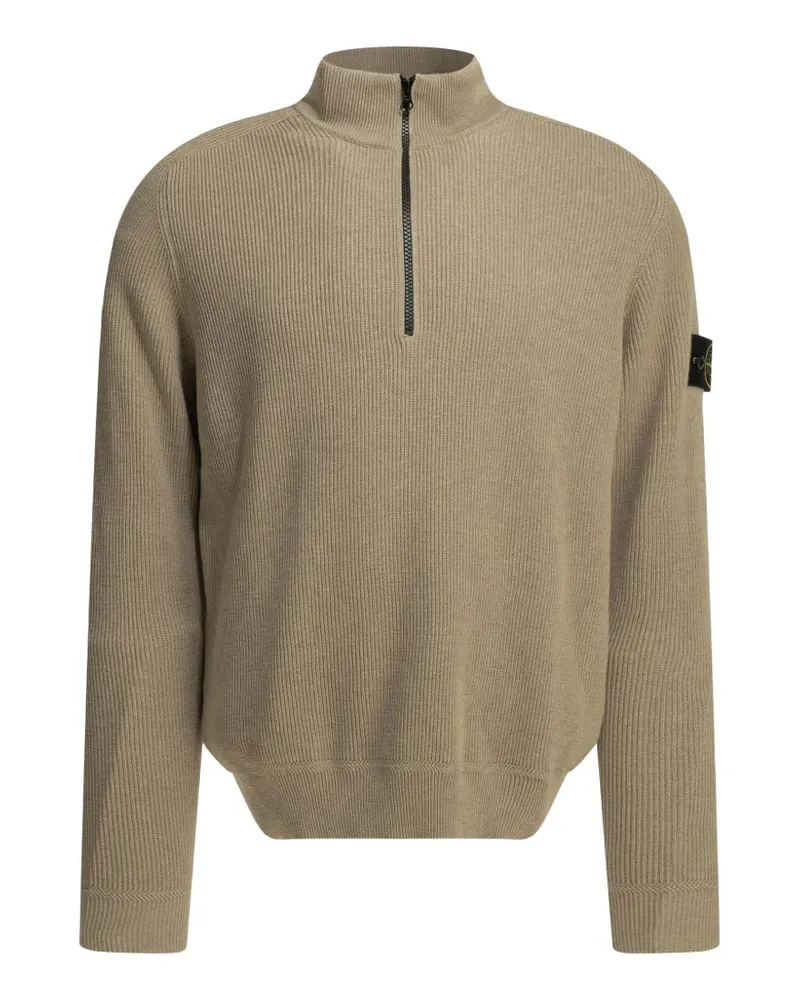 Stone Island ribbed-knit quarter-zip sweatshirt - Nude Nude
