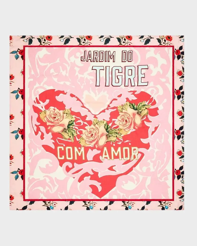 Camilla patterned square silk scarf - Rosa Rosa