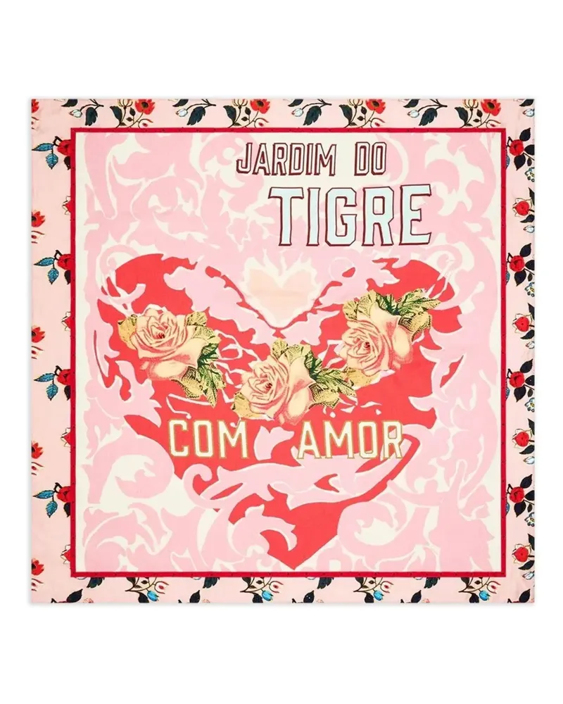 Camilla Gemusterter Seidenschal - Rosa Rosa