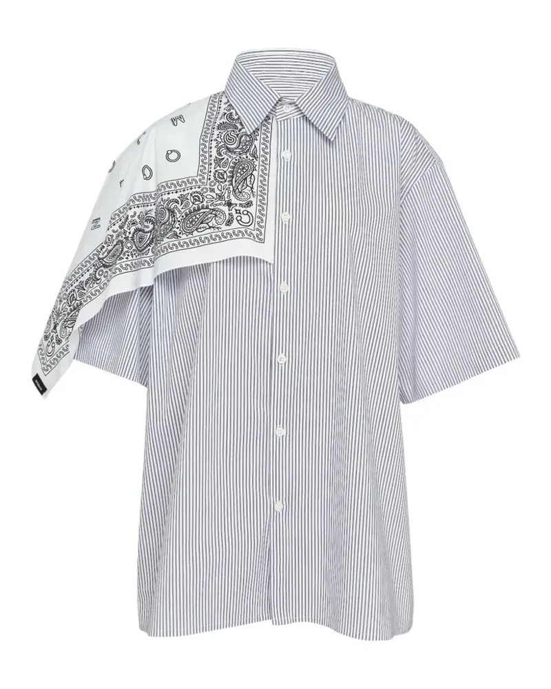 BONBOM bandana-detail striped shirt - Weiß Weiß