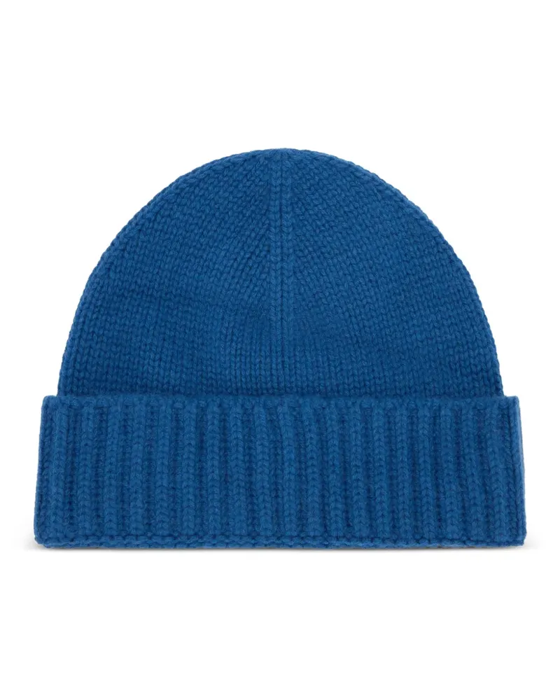 MOORER Gerippte Beanie - Blau Blau