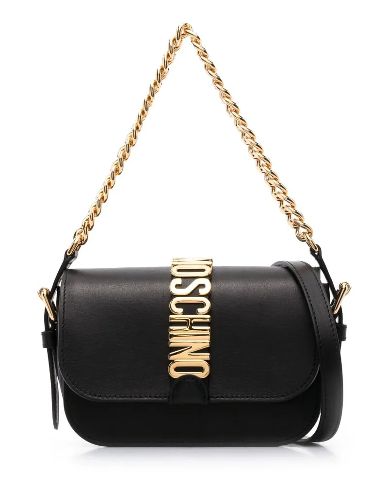 Moschino Handtasche mit Logo-Schild Schwarz