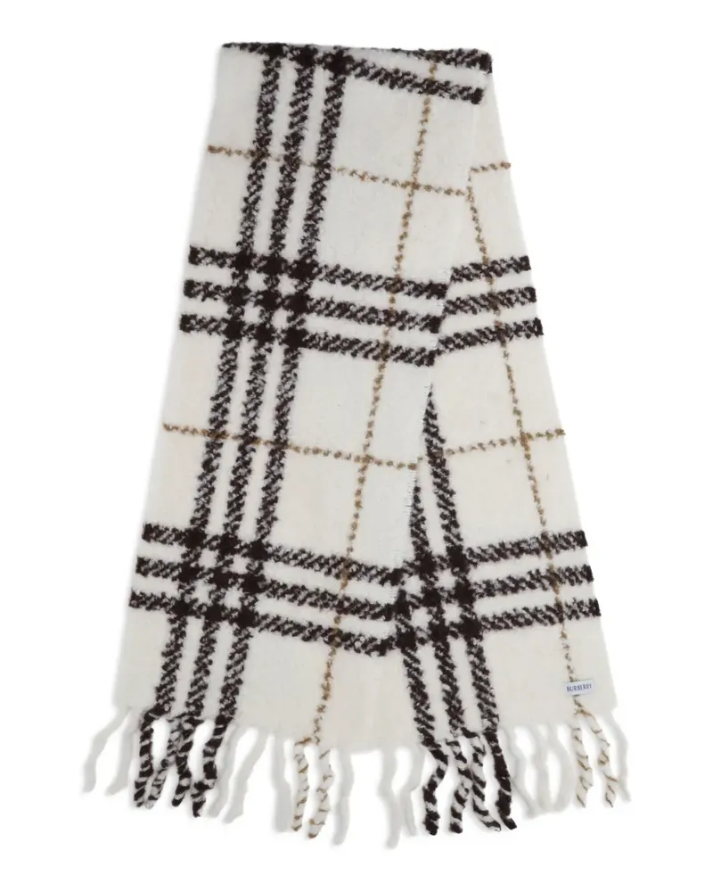 Burberry check fringed scarf - Weiß Weiß