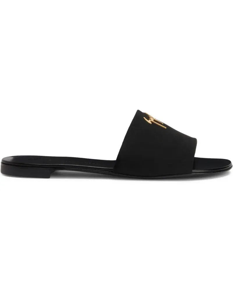 Giuseppe Zanotti Mules mit Logo-Schild - Schwarz Schwarz