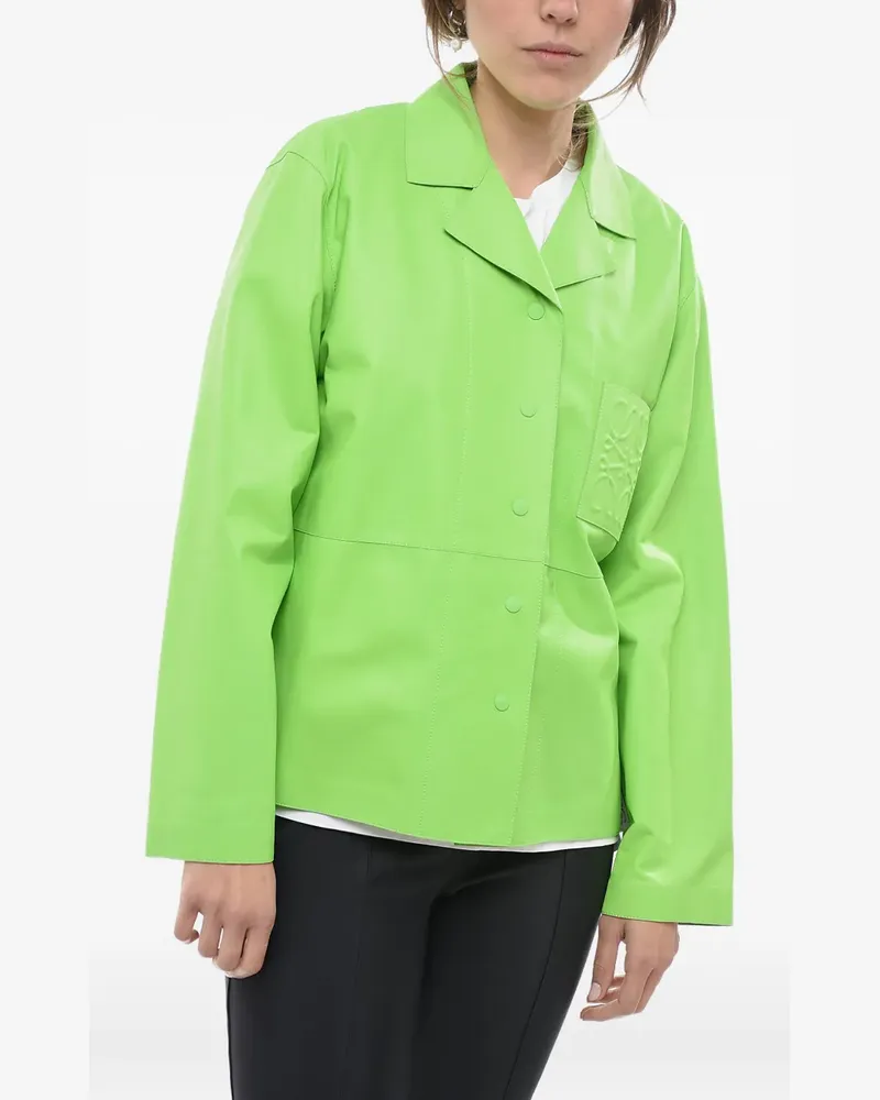 Loewe Lederhemd mit Logo-Prägung - Grün Grün
