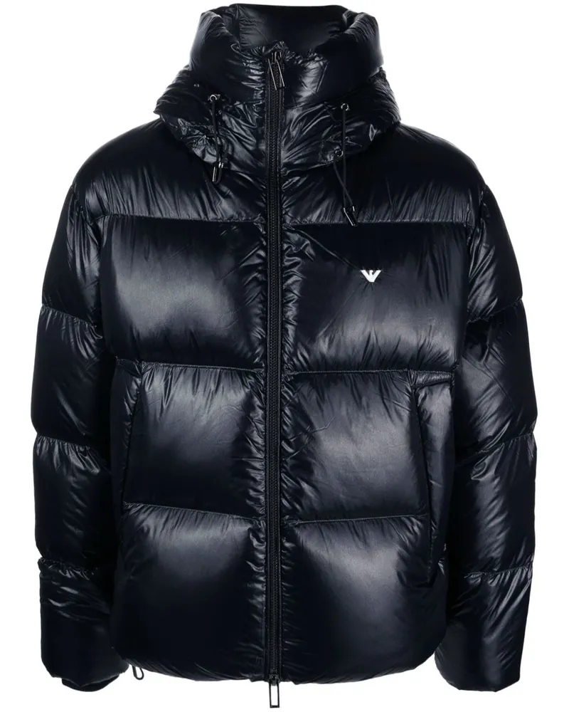 Emporio Armani Gefütterte Kapuzenjacke mit Logo - Blau Blau