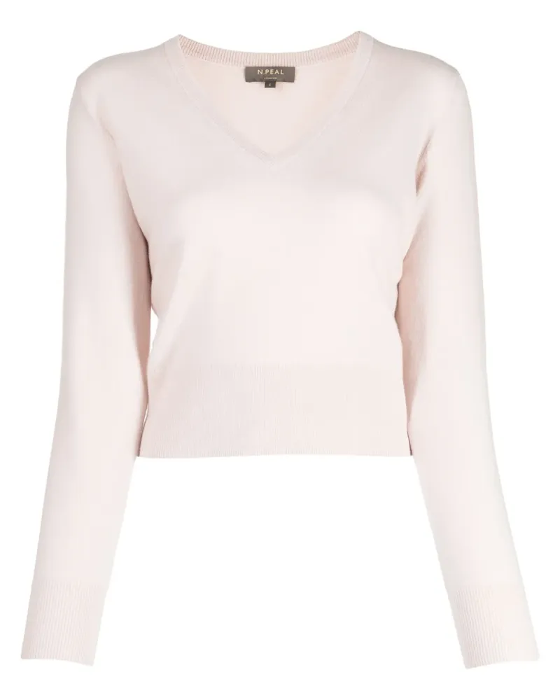 N.Peal Cropped-Pullover mit V-Ausschnitt - Rosa Rosa
