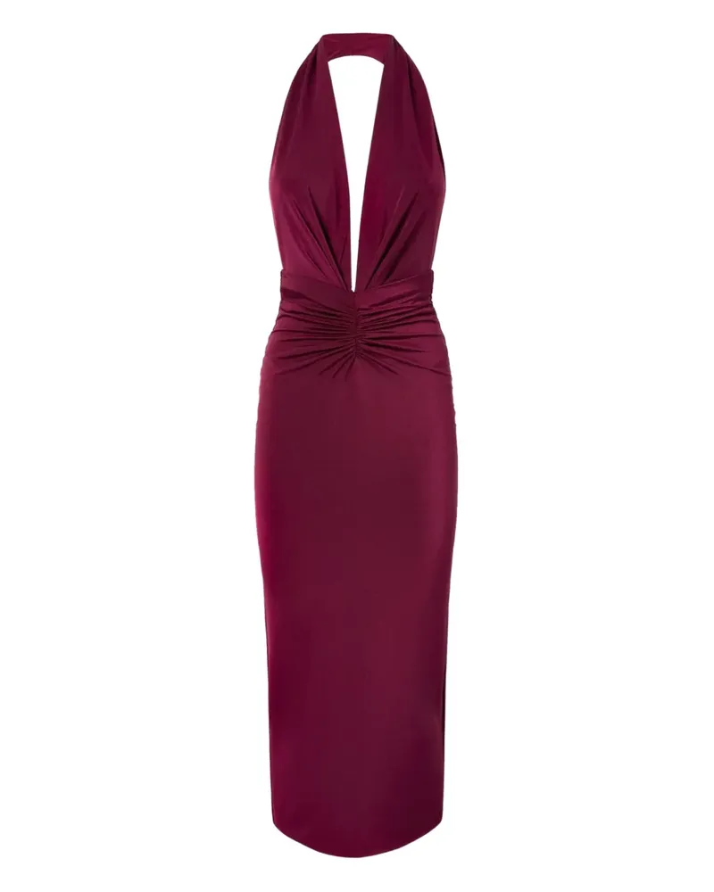 ANDAMANE Gerafftes Zendaya Neckholder-Midikleid - Rot Rot